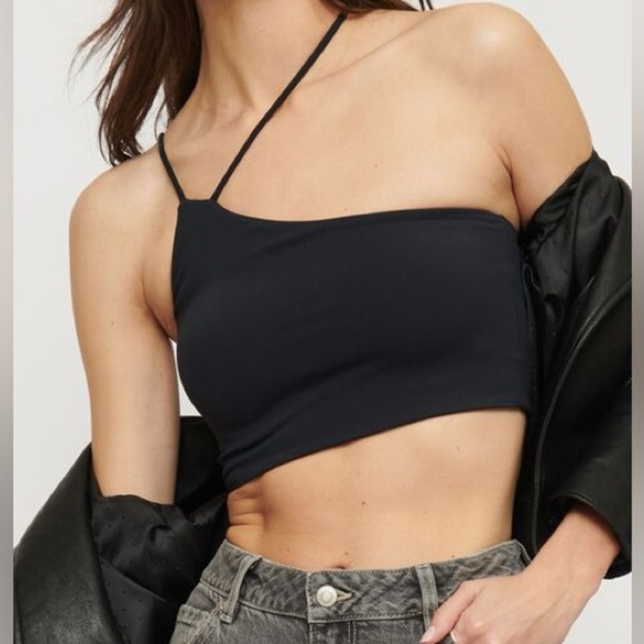 Dynamite Black Asymmetrical Crop Tank Top - Picture 1 of 4